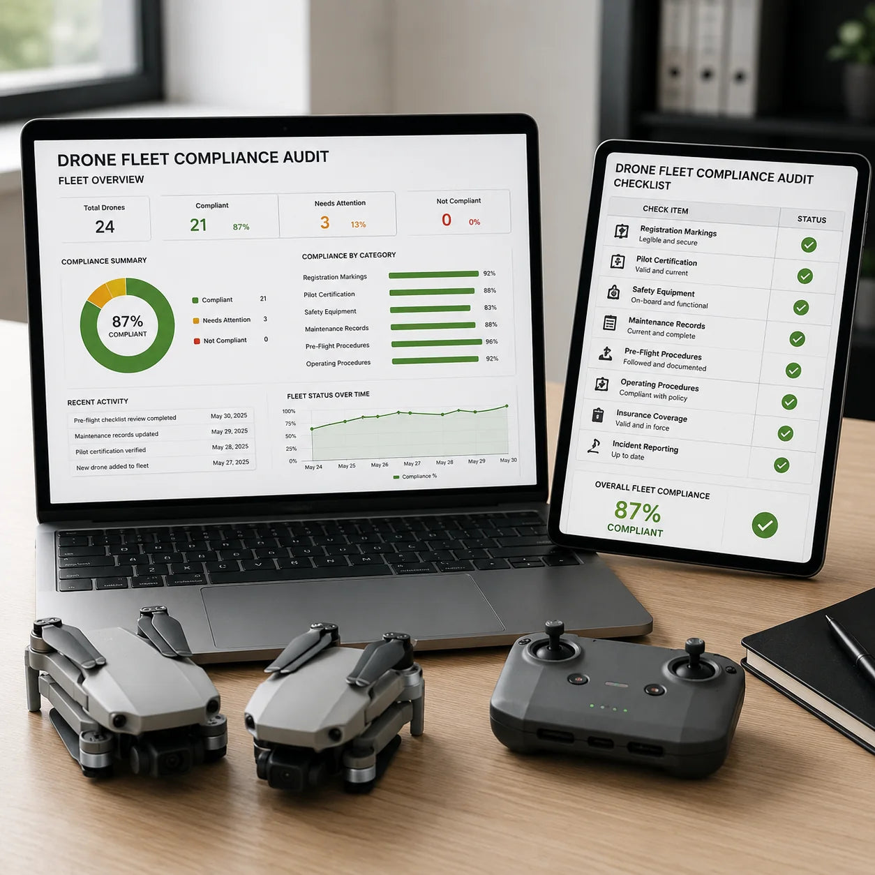 Drone fleet identification review workspace