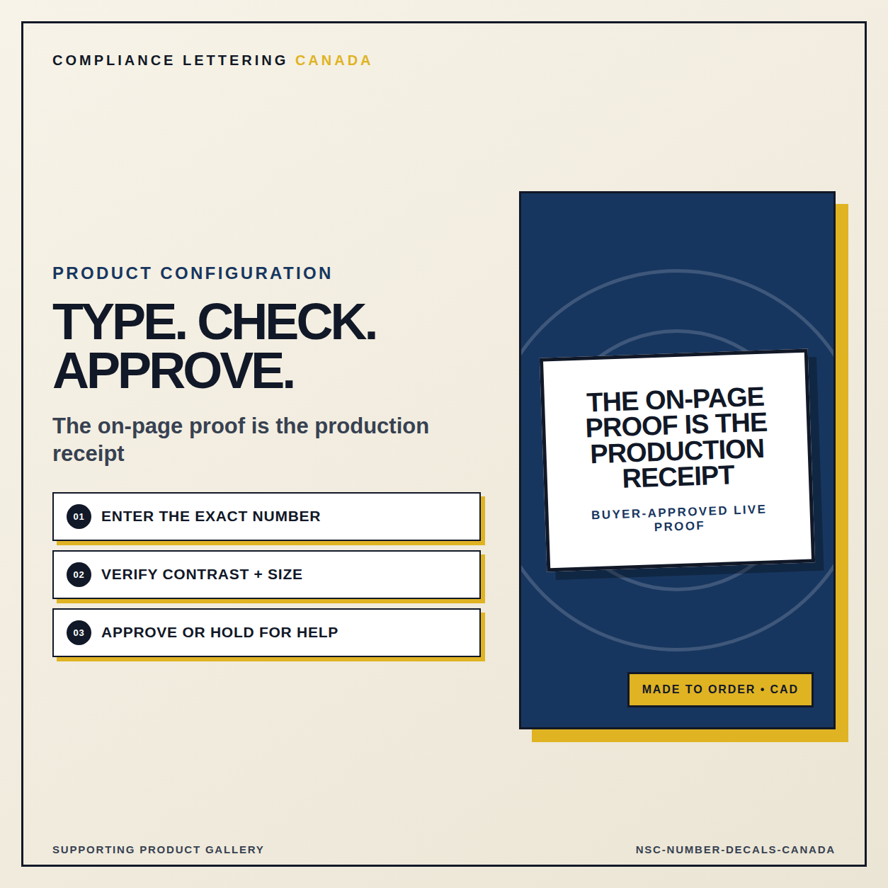 NSC number decal live proof and checkout workflow