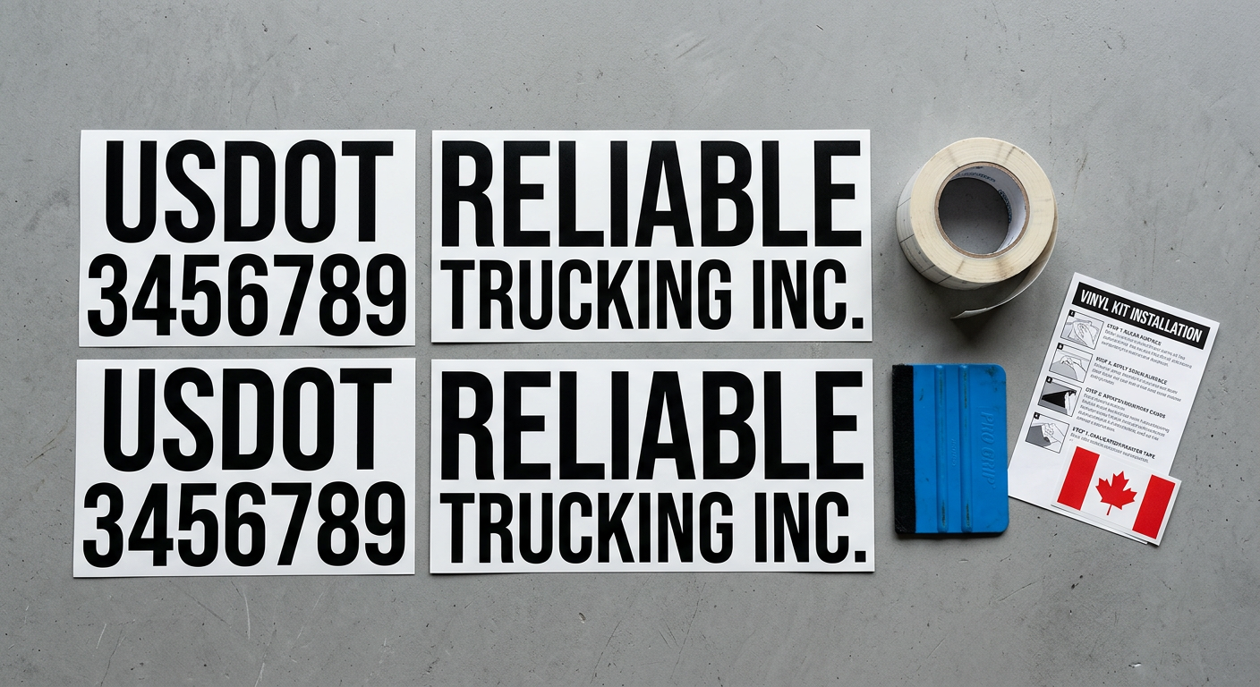 Complete USDOT compliance kit contents - decals transfer tape squeegee instructions