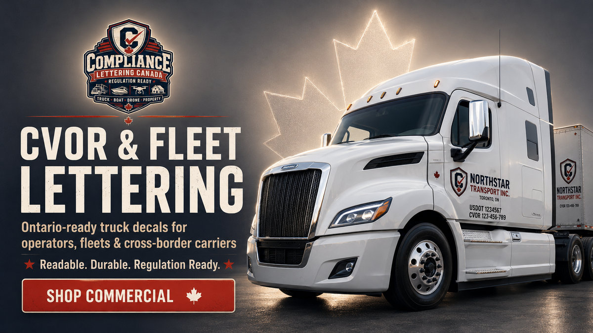 CVOR fleet lettering Ontario — commercial door decals banner