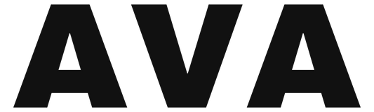 Example cut-vinyl artwork: AVA. Actual fitted lettering 4.64 by 1.38 inches within a maximum 5 by 1.5 inch design area.