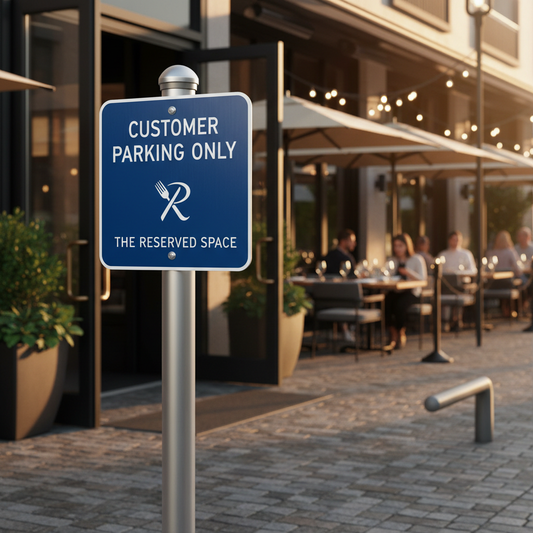 Reflective custom parking sign for night visibility