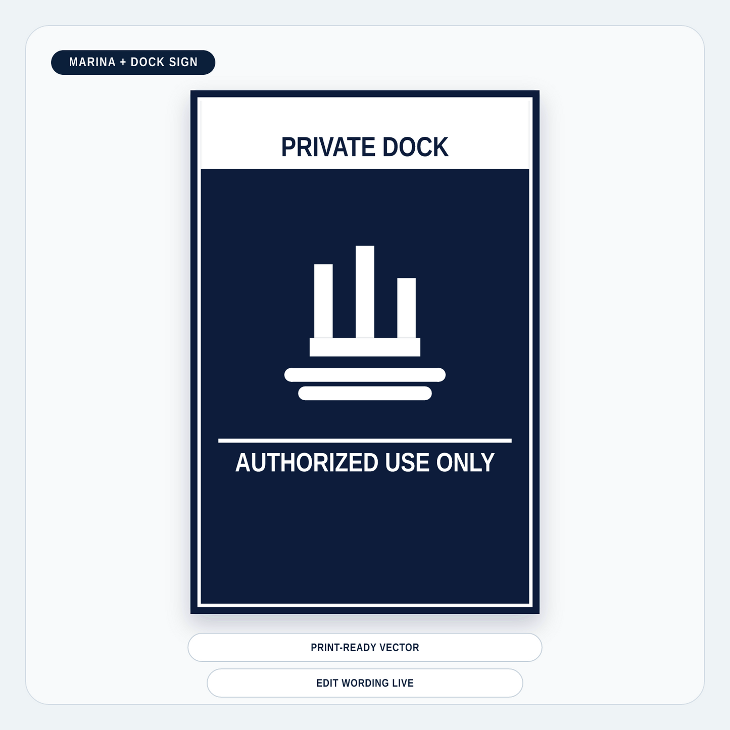 Private Dock — Authorized Use Only Sign — marina-media-v1:private-dock-authorized-use-only-sign:6235c755136391df5a2e6ecfa1c58938c4e01ff9da8d242b5311a799b41ff734