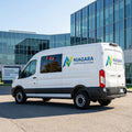 Commercial van with custom fleet lettering applied