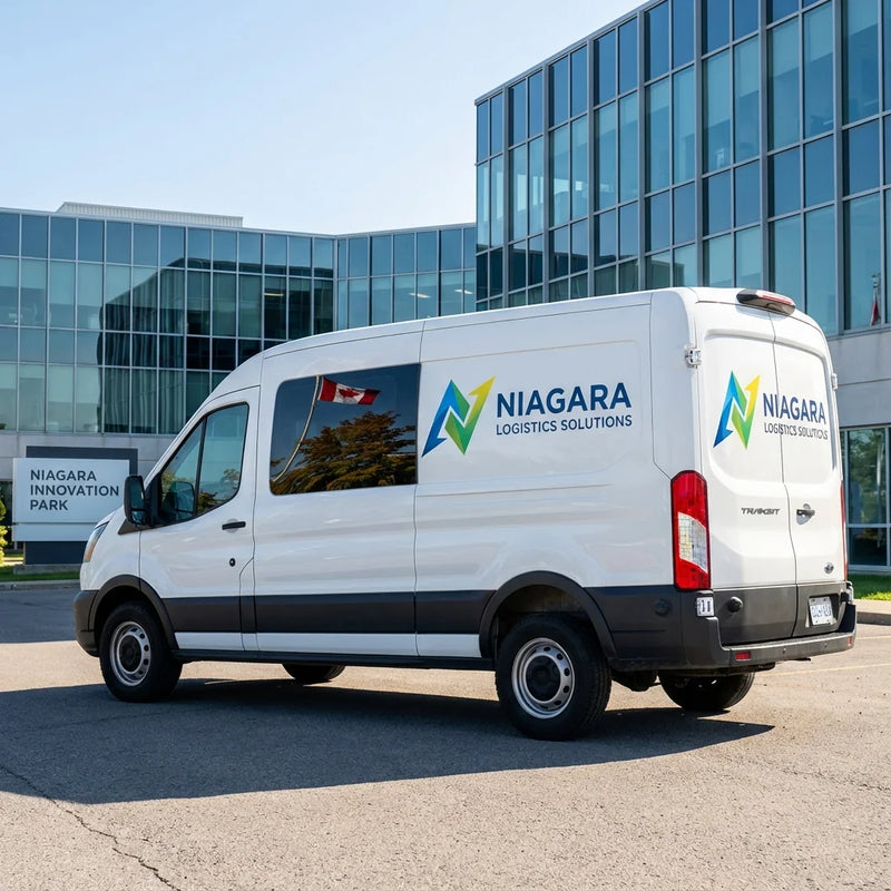 Commercial van with custom fleet lettering applied