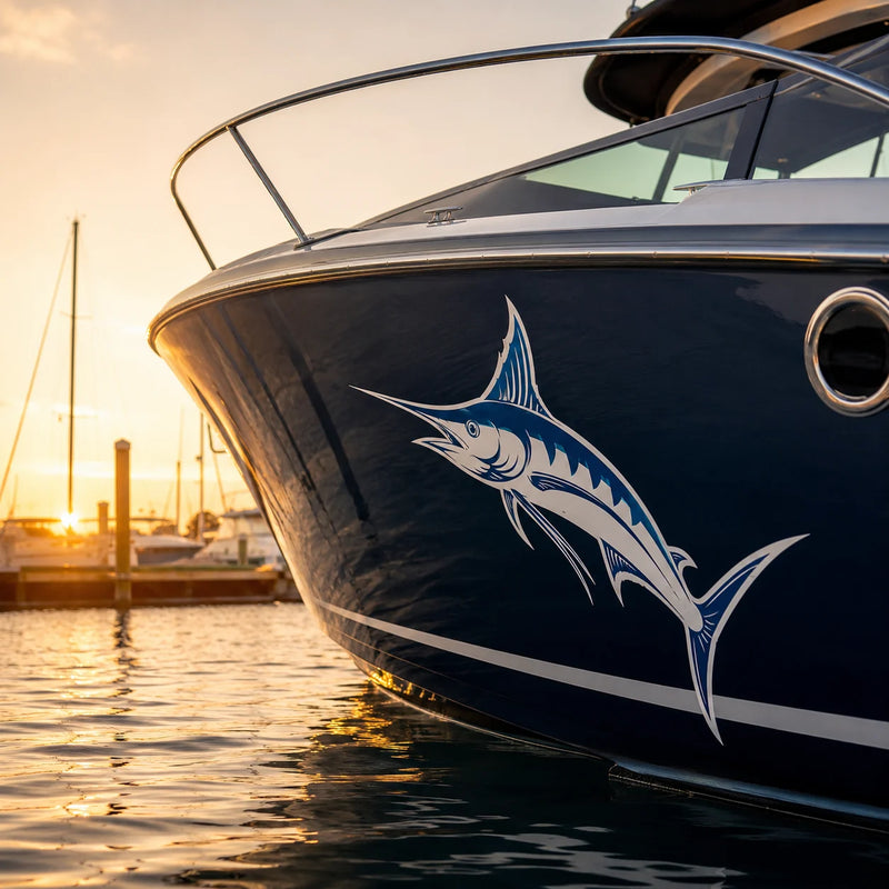 Boat Mascot & Hull Graphics Decals Canada | Compliance Lettering