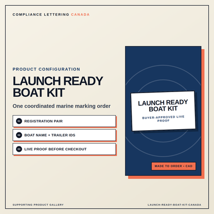 Launch Ready Boat Kit with coordinated registration name and trailer markings