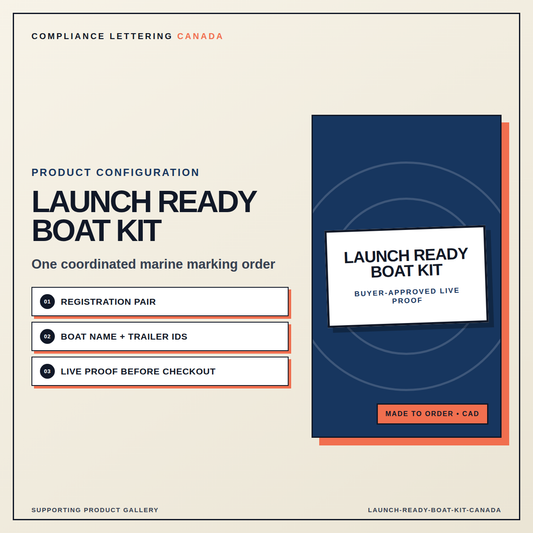Launch Ready Boat Kit with coordinated registration name and trailer markings