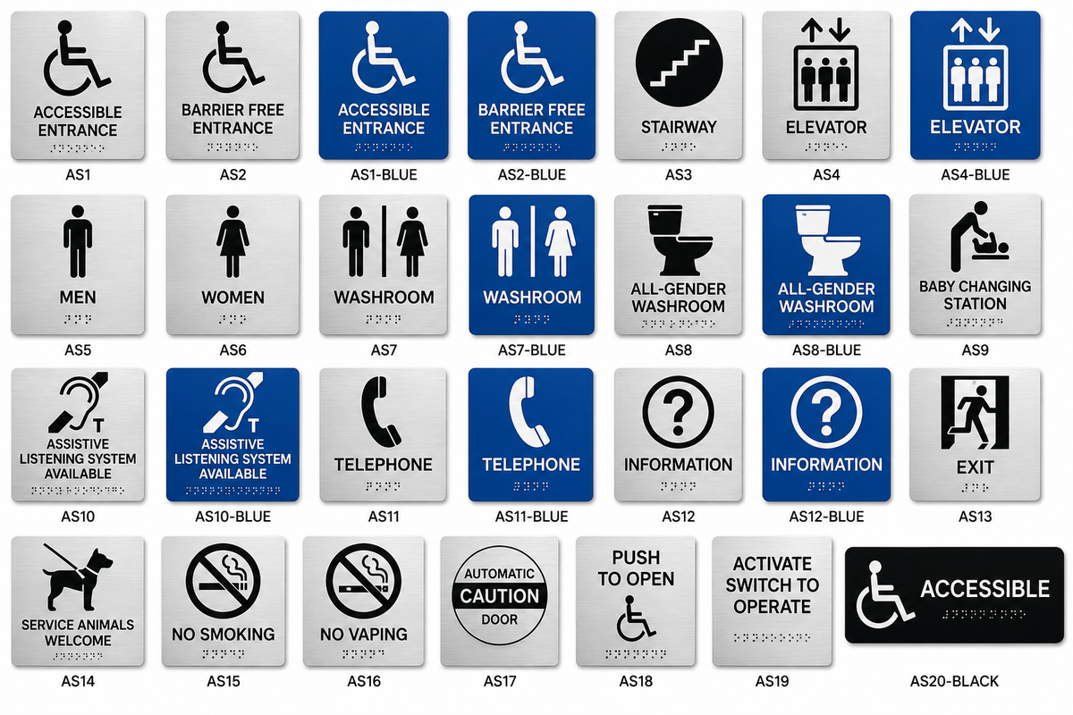 AODA full facility sign kit, Ontario accessibility compliance bundle