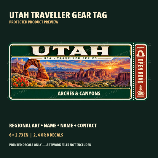 Protected Utah Traveller Gear Tag preview with product choices