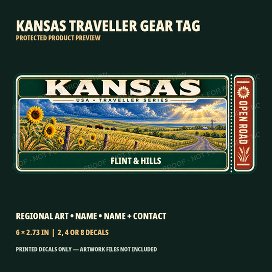 Protected Kansas Traveller Gear Tag preview with product choices