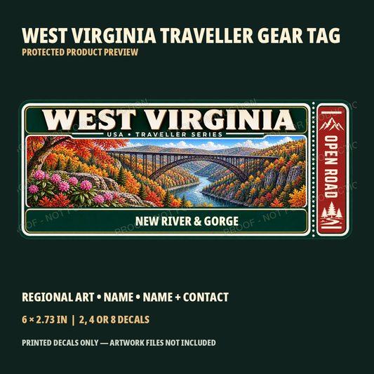 Protected West Virginia Traveller Gear Tag preview with product choices