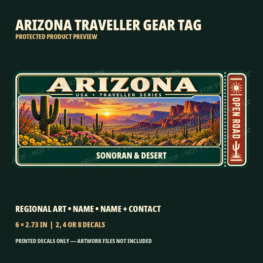 Protected Arizona Traveller Gear Tag preview with product choices