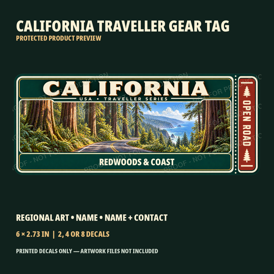 Protected California Traveller Gear Tag preview with product choices