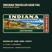 Indiana personalized Traveller Gear Tag decal — protected product preview 1