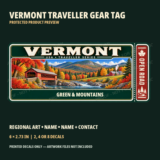 Protected Vermont Traveller Gear Tag preview with product choices