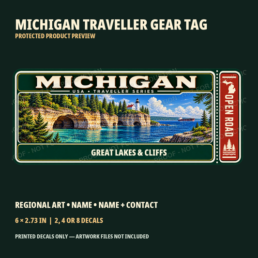 Protected Michigan Traveller Gear Tag preview with product choices