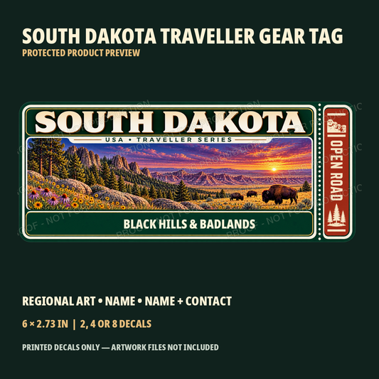 Protected South Dakota Traveller Gear Tag preview with product choices