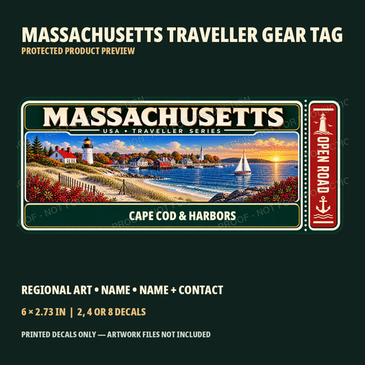 Protected Massachusetts Traveller Gear Tag preview with product choices