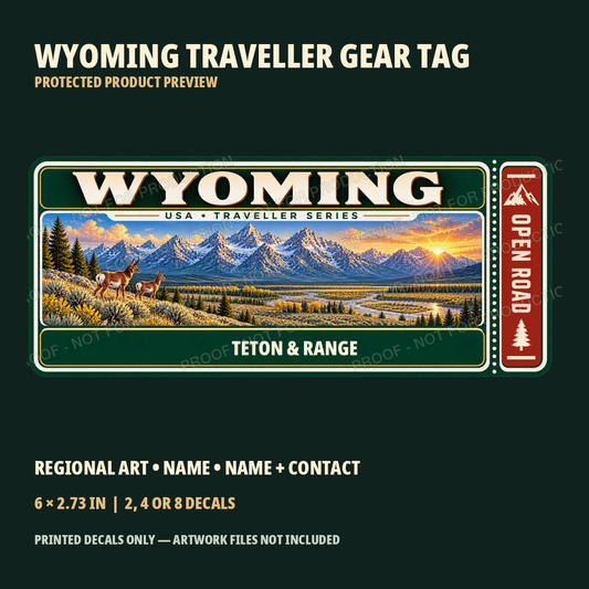 Protected Wyoming Traveller Gear Tag preview with product choices