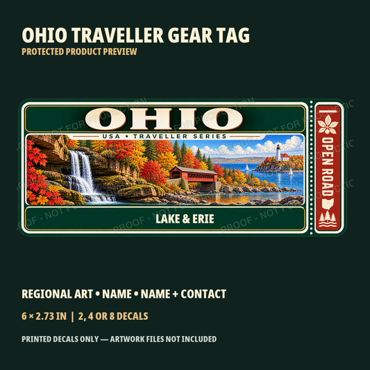 Ohio personalized Traveller Gear Tag decal — protected product preview 1