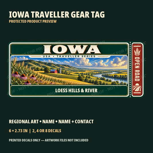 Protected Iowa Traveller Gear Tag preview with product choices
