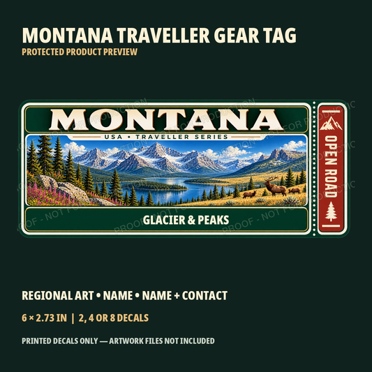 Protected Montana Traveller Gear Tag preview with product choices