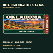Oklahoma personalized Traveller Gear Tag decal — protected product preview 1