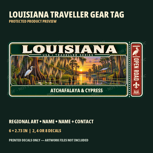 Protected Louisiana Traveller Gear Tag preview with product choices