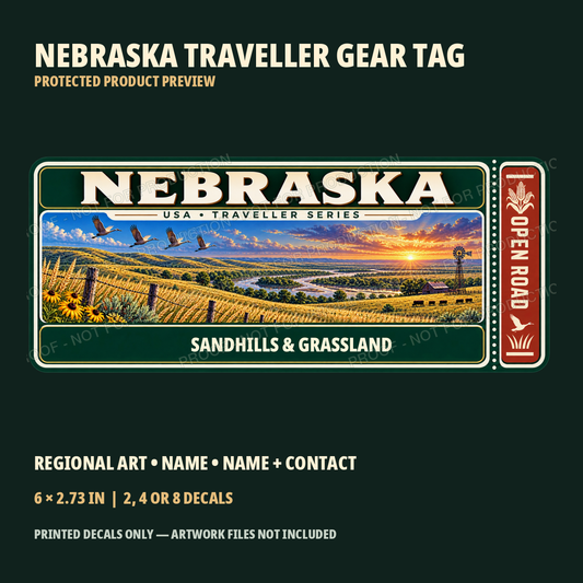 Protected Nebraska Traveller Gear Tag preview with product choices