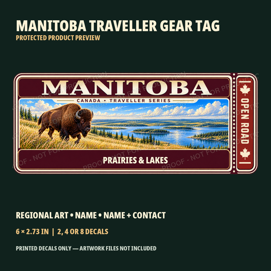 Protected Manitoba Traveller Gear Tag preview with product choices