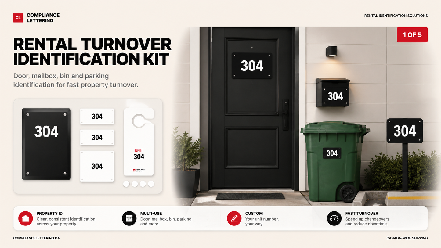 Rental turnover identification kit laid out for a multi-unit property