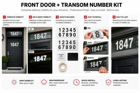Front door and transom number kit overview
