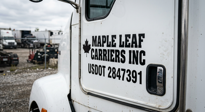 USDOT truck door lettering compliance kit installed on white cab