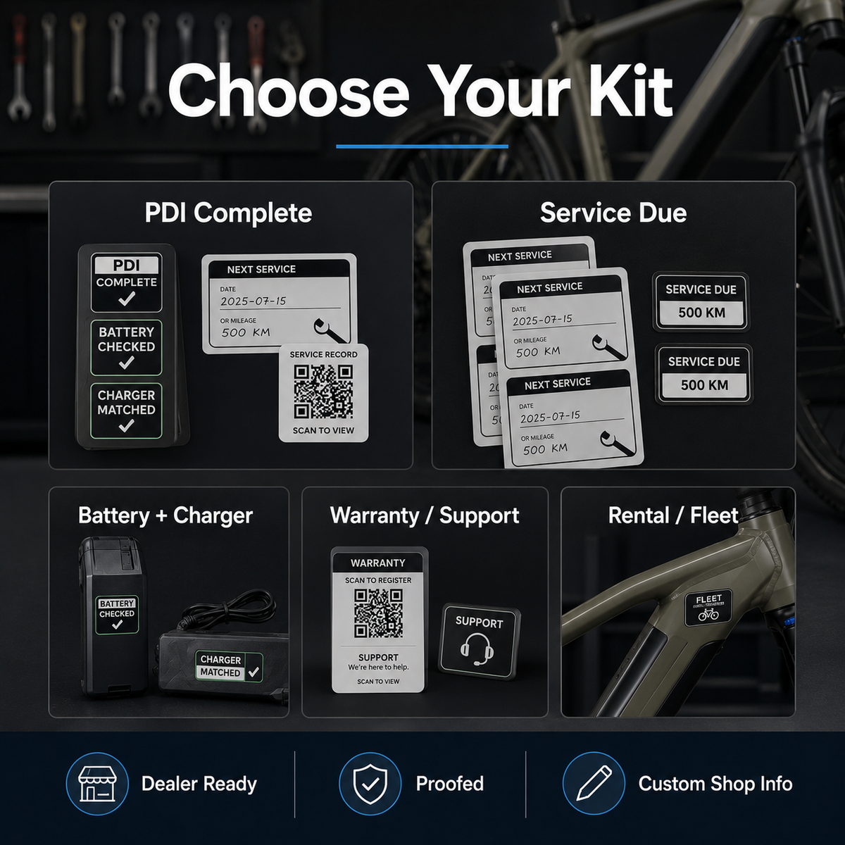 Ebike rental fleet label kit
