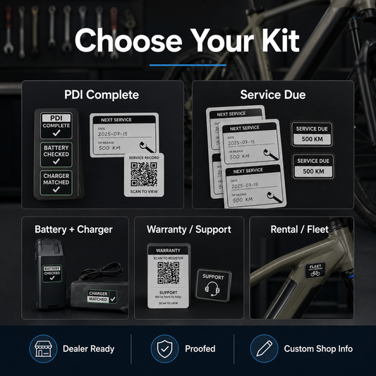 Starter pair dealer and fleet e-bike service label kit contents