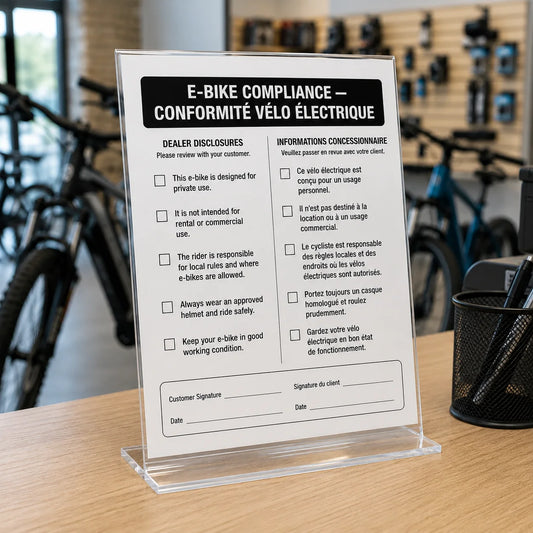 E-bike identification label information in a bike shop