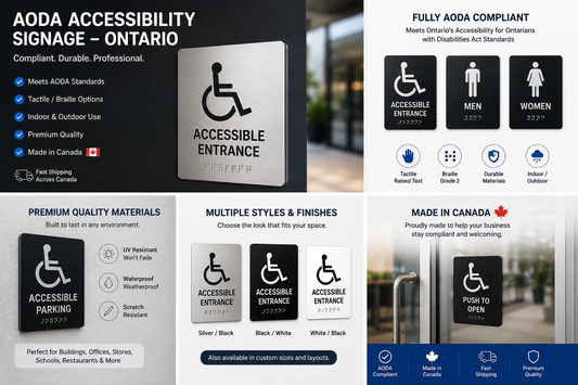 AODA entrance and wayfinding signage, Ontario accessibility compliance