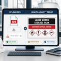 Upload SDS and review WHMIS tank label proof workflow