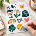 Sticker Sheet Peel Detail — Individual Designs on Backing