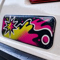 Close-up detail of custom printed vinyl sticker surface and finish