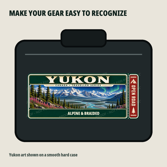 Yukon personalized Traveller Gear Tag decal — protected product preview 2