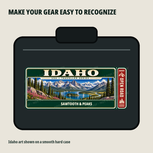 Idaho personalized Traveller Gear Tag decal — protected product preview 2