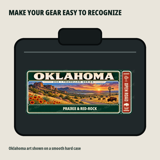 Oklahoma personalized Traveller Gear Tag decal — protected product preview 2