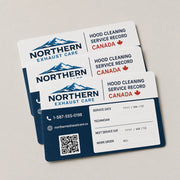 Custom hood cleaning service sticker quantity packs showing 100, 250, 500 and 1000 label options