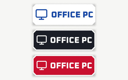 The same device label in the three looks: white, dark and colour