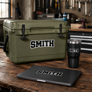 Custom gear stickers on toolboxes bottles and everyday gear