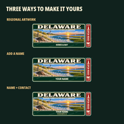 Delaware Traveller Gear Tag regional wording, name and contact options