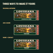 Louisiana Traveller Gear Tag regional wording, name and contact options