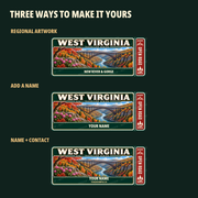 West Virginia Traveller Gear Tag regional wording, name and contact options